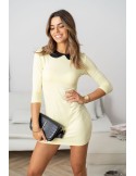 Rochie lemon cu guler satinat F5713 - Magazin online - Boutique